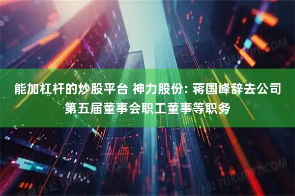 能加杠杆的炒股平台 神力股份: 蒋国峰辞去公司第五届董事会职工董事等职务